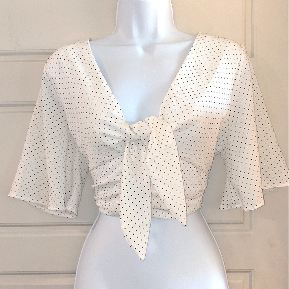 4si3nnai Polka Dot Crop Top